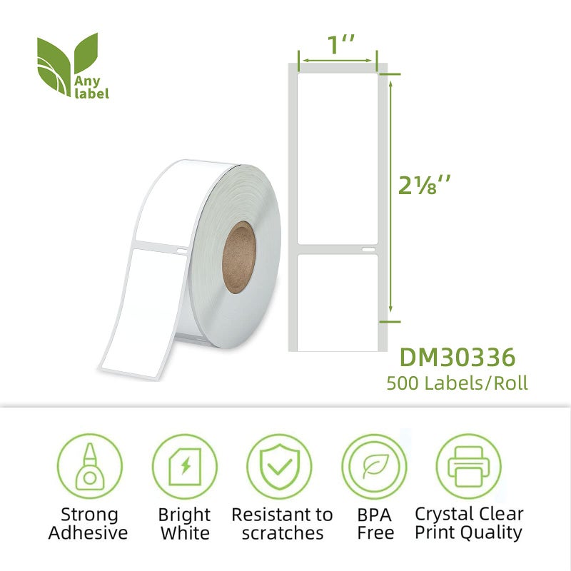 Anylabel Compatible 1" x 2-1/8" Multipurpose Direct Thermal Labels Replacement for DYMO 30336 Barcodes Address Postage, Compatible with Rollo, DYMO 4XL & Zebra Printers (12 Rolls, 500 Labels/Roll) - Image 2